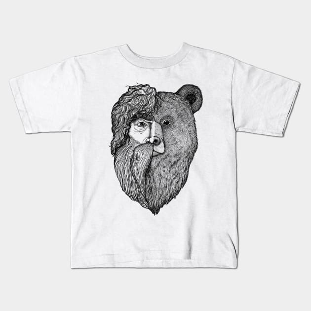 Wild Bear Man Kids T-Shirt by JessieFroese